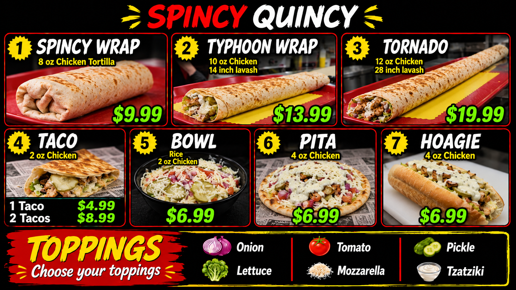 Spincy Menu Page 1